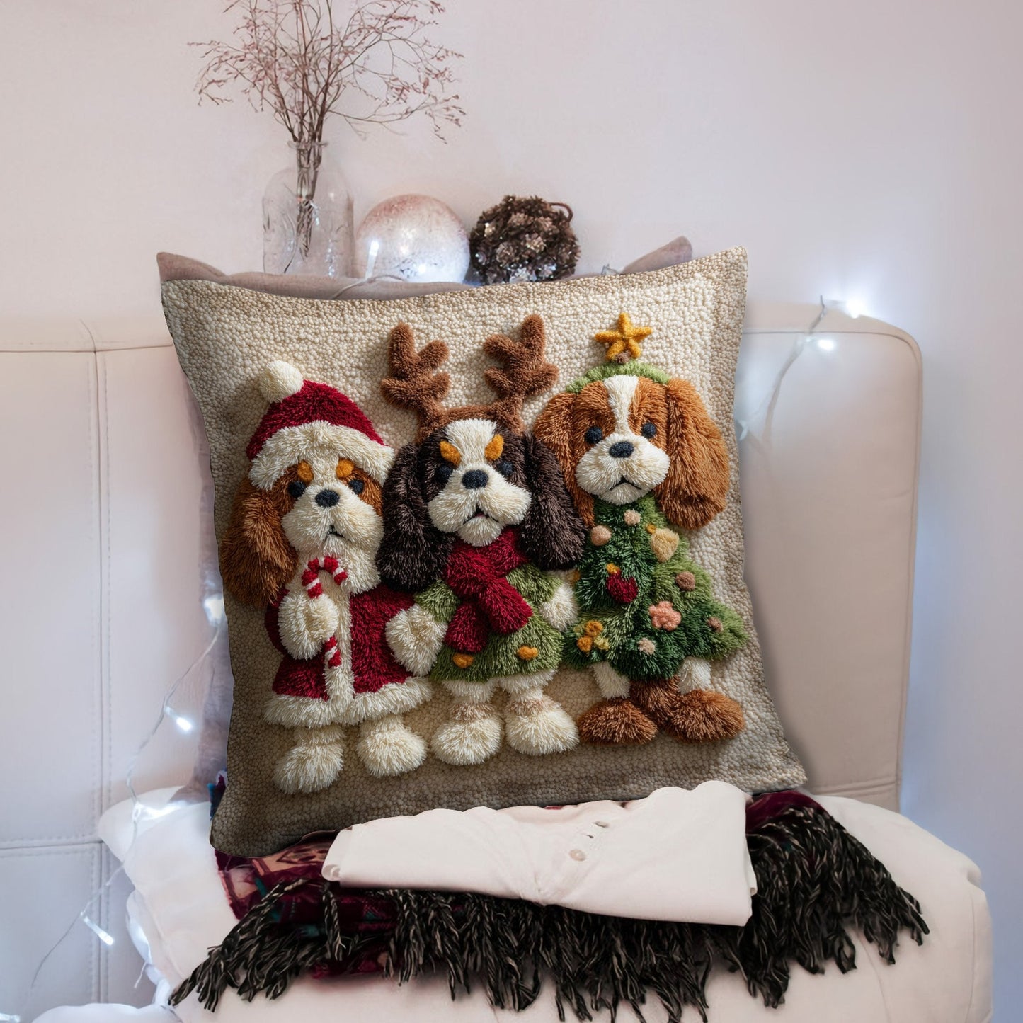Cavalier King Charles Spaniel Christmas Pillow