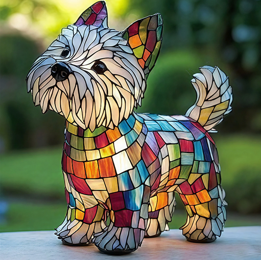 Westie Stained-Glass Art Lamp